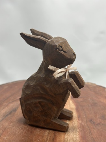 Carved wood bunny rabbit - carved,